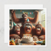 Orang-oetangs vieren, aap afbeelding verjaardag kaart (Voorkant / Achterkant)