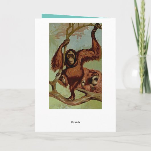  orang-oetans aan een boom - Happy Birthday Kaart (Achterkant)