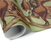 orang-oetans op een boom cadeaupapier (Rol Hoek)