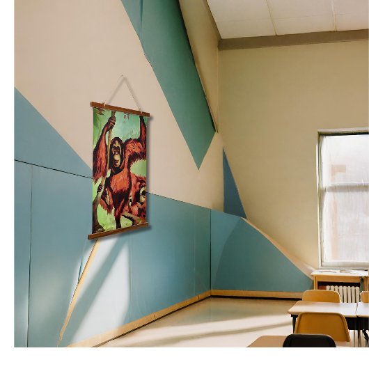  orang-oetans op een boom - hangend wandkleed