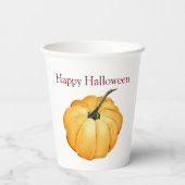 Orang pumpkin waterverf Happy Halloween. Papieren Bekers (Achterkant)