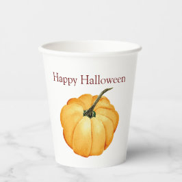 Orang pumpkin waterverf Happy Halloween. Papieren Bekers