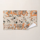 Orang White Graphic Flowers Pattern Bad Handdoek (Handdoek)