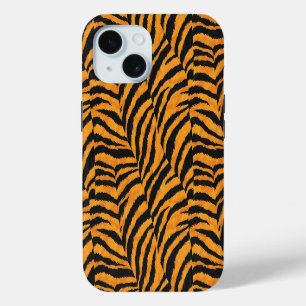 Oranga zwarte tijgerstrepen iPhone 15 case
