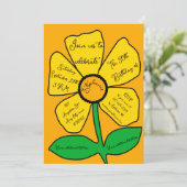 Orange 50th Birthday Gold Doodle Flower  Kaart (Staand voorkant)
