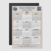 Orange Accents & Logo Gray 2026 Calendar Magnet (Voorkant / Achterkant)