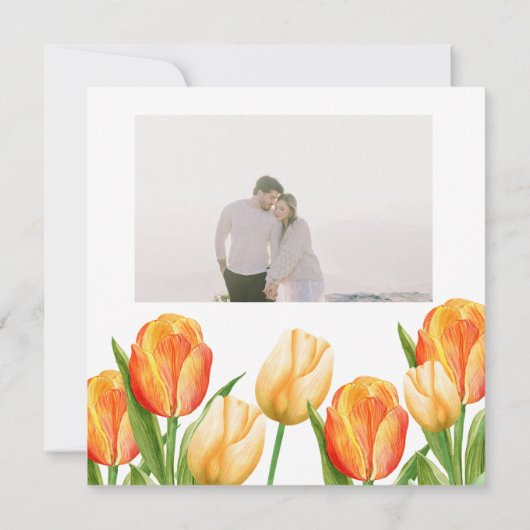 Orange and Beige Tulip Wedding Save The Date (Achterkant)