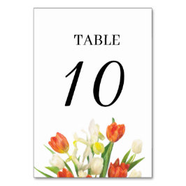 Orange and Beige Tulip Wedding Table Numbers Kaart
