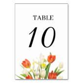 Orange and Beige Tulip Wedding Table Numbers Kaart (Voorkant)
