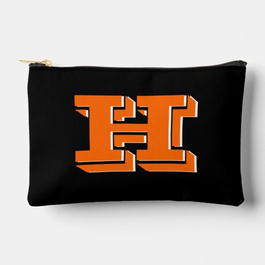 Orange and Black College Block Font Initial Etui (Voorkant)