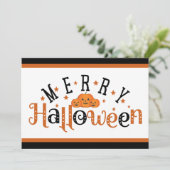 Orange And Black Festive Merry Halloween Custom Feestdagenkaart (Staand voorkant)