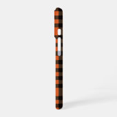 Orange and Black Plaid Checkered Pattern iPhone 16 Hoesje (Linkerkant)