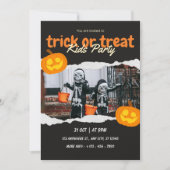 Orange and Black Trick Or Treat Halloween Kids  Kaart (Voorkant)