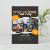 Orange and Black Trick Or Treat Halloween Kids  Kaart (Staand voorkant)