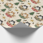 Orange and Black & White Kittens Christmas Pattern Cadeaupapier (Hoek)
