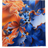 Orange and Blue Floral Fractal Douchegordijn (Voorkant)