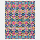Orange and Blue Geometric Flowers Bohemian Fleece Deken (Voorkant)
