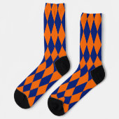 Orange and Blue Harlequin Checkered Design Sokken (Links)