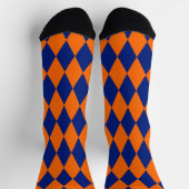 Orange and Blue Harlequin Checkered Design Sokken (Top)