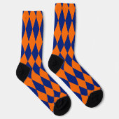 Orange and Blue Harlequin Checkered Design Sokken (Rechts)