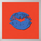 Orange and Blue Kissing Lips Poster (Voorkant)