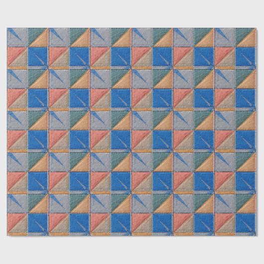 orange and blue quilt cadeaupapier (Vlak)