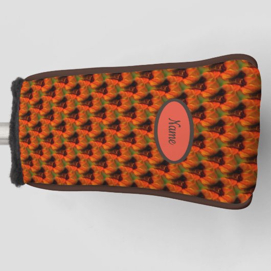 Orange And Brown Abstract Art Pattern Personalized Golfheadcover (Voorkant)