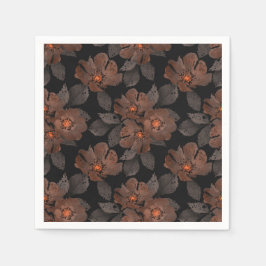 Orange and brown flowers on a black background. servet