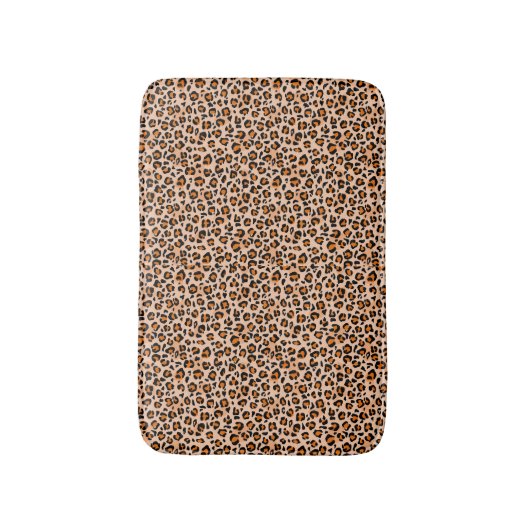 Orange and Brown Leopard Print Badmat (Voorkant Verticaal)