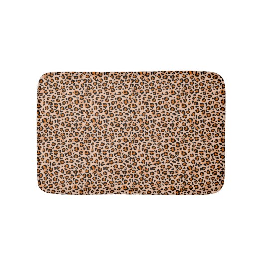 Orange and Brown Leopard Print Badmat (Voorkant)