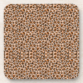 Orange and Brown Leopard Print Bier Onderzetter