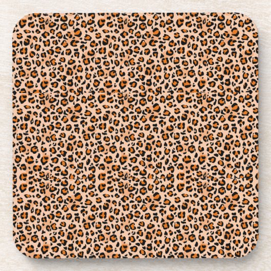 Orange and Brown Leopard Print Bier Onderzetter (Voorkant)