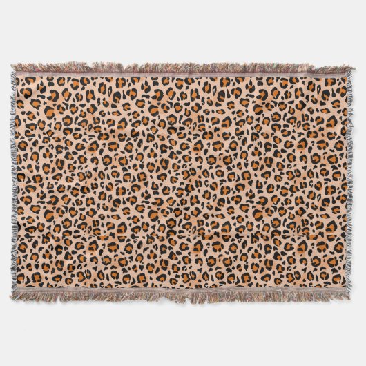 Orange and Brown Leopard Print Deken (Voorkant)
