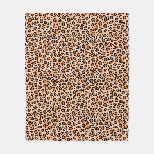Orange and Brown Leopard Print Fleece Deken (Voorkant)