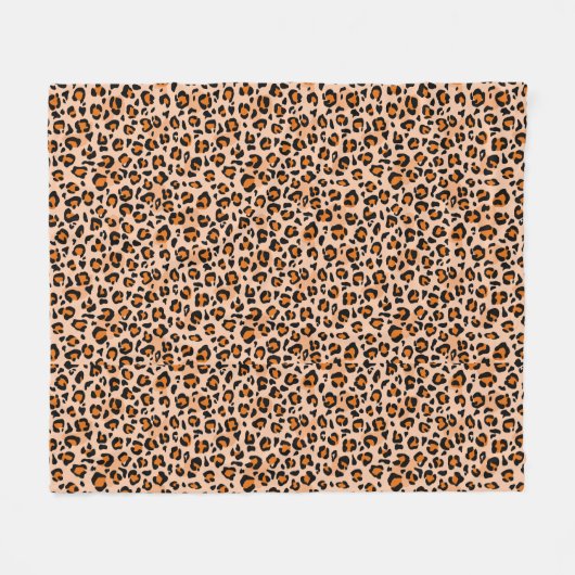 Orange and Brown Leopard Print Fleece Deken (Voorkant (Horizontaal))