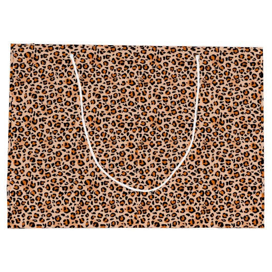Orange and Brown Leopard Print Groot Cadeauzakje (Achterkant)