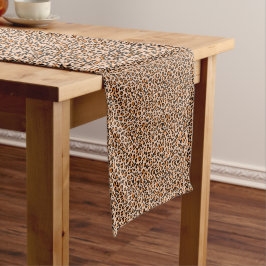Orange and Brown Leopard Print Korte Tafelloper