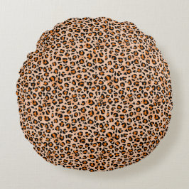 Orange and Brown Leopard Print Rond Kussen