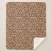 Orange and Brown Leopard Print Sherpa Deken (Voorkant)
