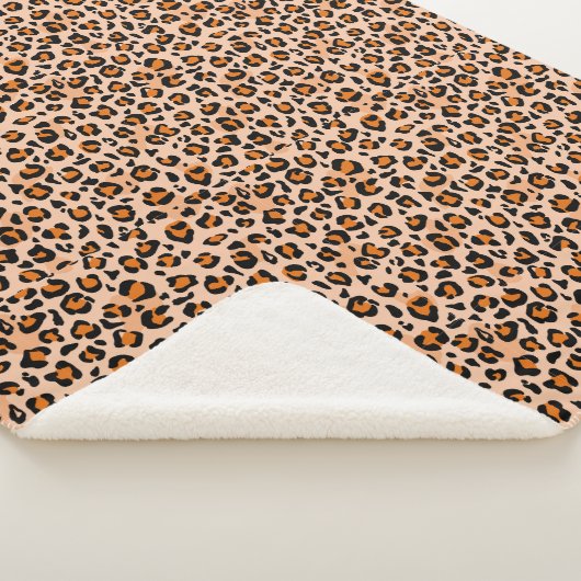 Orange and Brown Leopard Print Sherpa Deken (3/4)