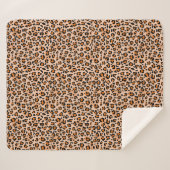 Orange and Brown Leopard Print Sherpa Deken (Voorkant (horizontaal))