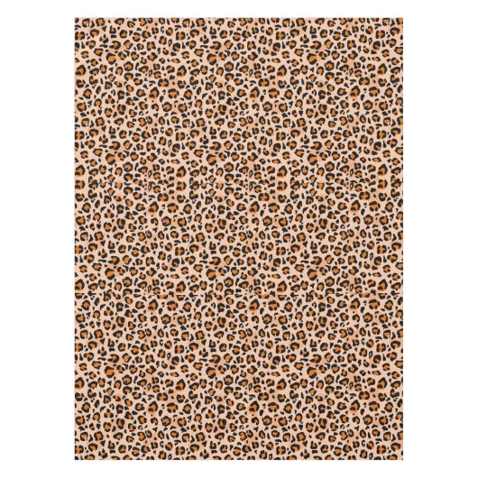 Orange and Brown Leopard Print Tafelkleed (Voorkant)