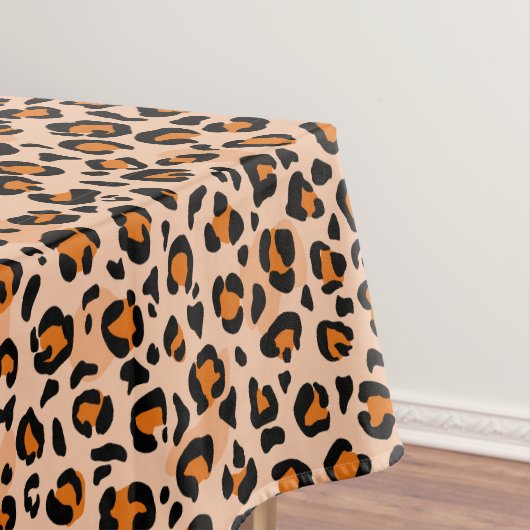 Orange and Brown Leopard Print Tafelkleed (Voorbeeld)