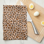 Orange and Brown Leopard Print Theedoek (Quarter Fold)