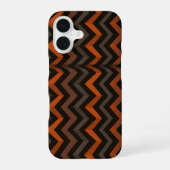 Orange and Brown Zigzag Pattern iPhone 16 Hoesje (Achterkant)