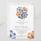 Orange and Cobalt Blue Floral Bachelorette Party Kaart (Voorkant)