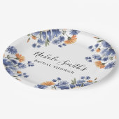 Orange and Cobalt Blue Floral Bridal Shower Papieren Bordje (Gekanteld)