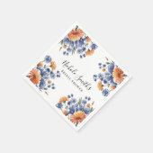 Orange and Cobalt Blue Floral Bridal Shower Servet (Hoek)