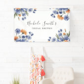 Orange and Cobalt Blue Floral Bridal Shower Spandoek (Insitu)
