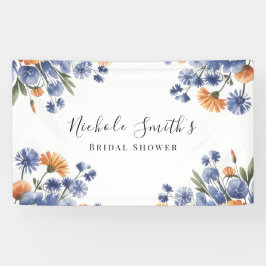 Orange and Cobalt Blue Floral Bridal Shower Spandoek